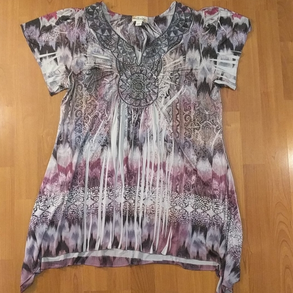 World Unity Tops - BOGO50%World Unity purple tunic top large